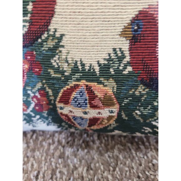 Needlepoint Tapestry Wreath Throw Pillow Nutcracker Angel Cardinal Christmas - Picture 7 of 13